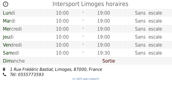 horaire intersport tours